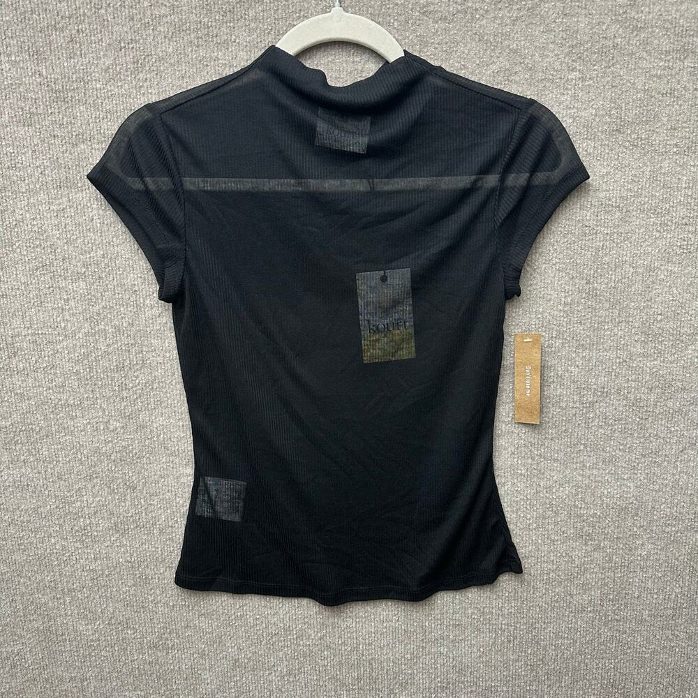 Few Moda Sheer Black Cap Sleeve Tee Whimsigoth Indie Sleaze Mesh Baby Tee Small